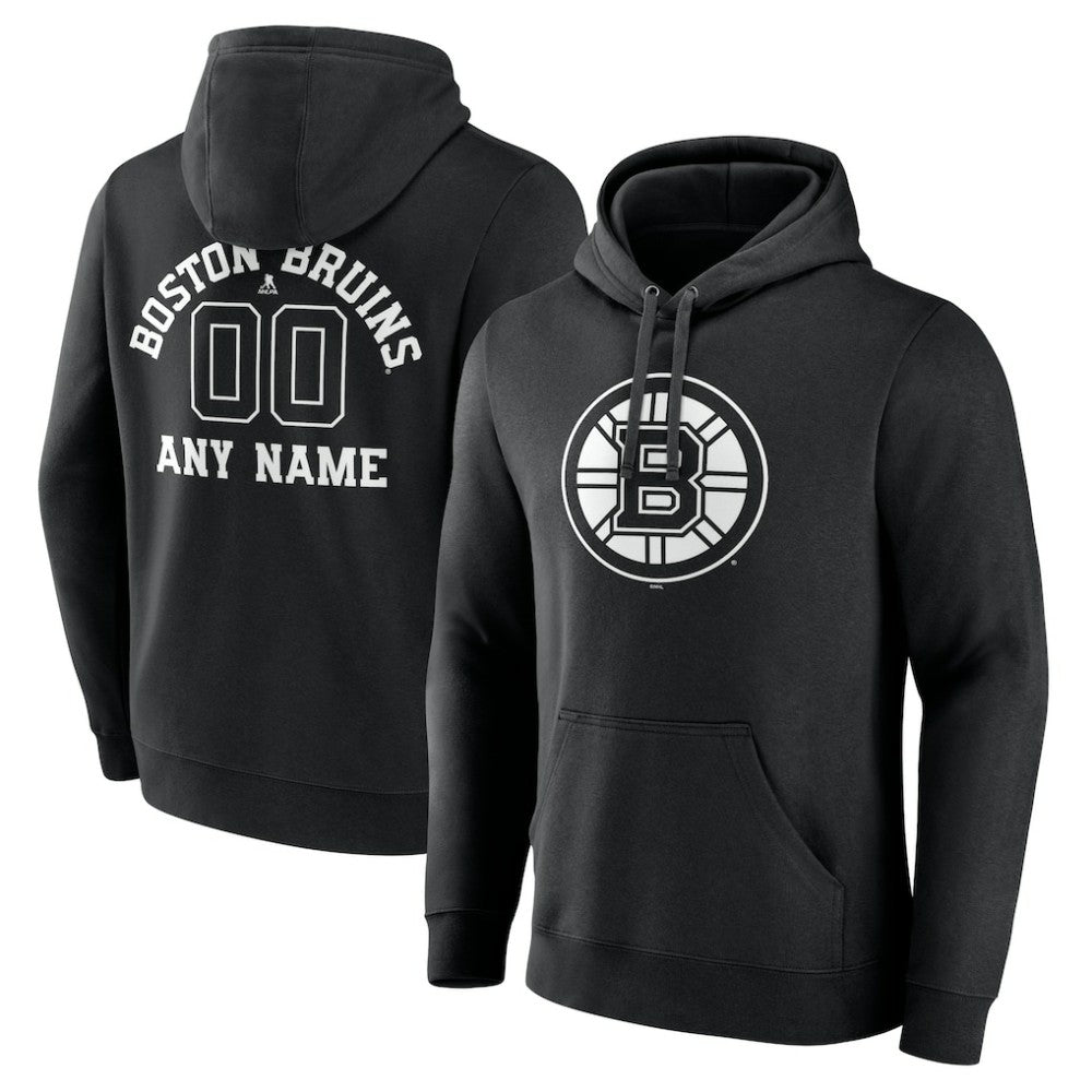 NHL Boston Bruins Personalized Name & Number Monochrome Pullover Hoodie