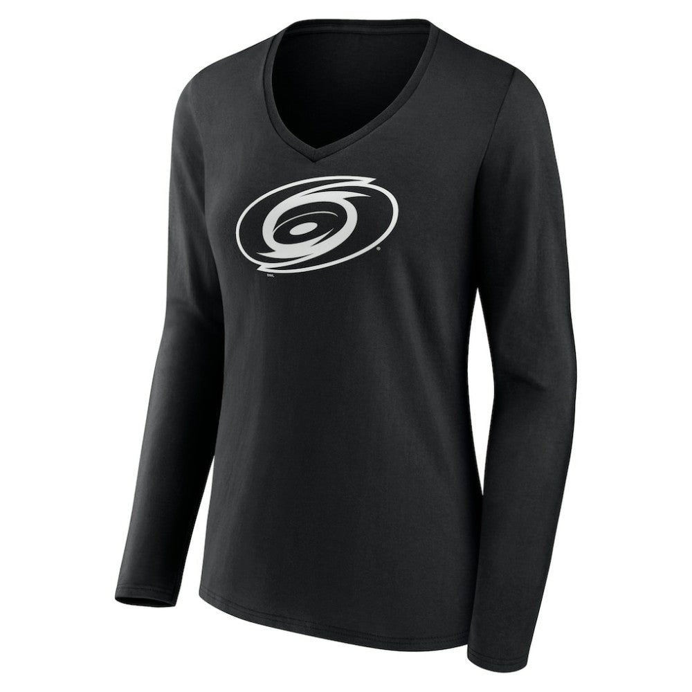 NHL Carolina Hurricanes Women's Personalized Name & Number Monochrome Long Sleeve V-Neck T-Shirt