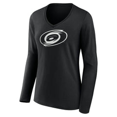 NHL Carolina Hurricanes Women's Personalized Name & Number Monochrome Long Sleeve V-Neck T-Shirt