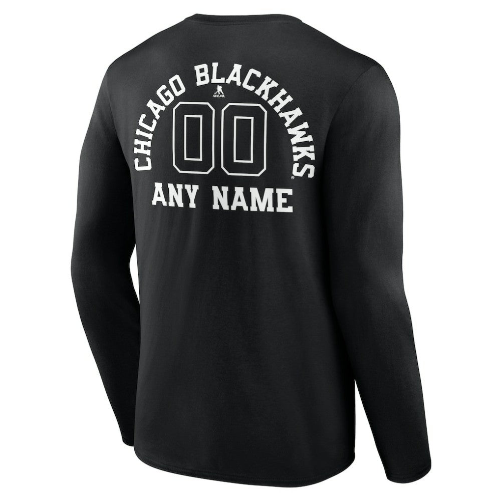NHL Chicago Blackhawks Personalized Name & Number Monochrome Long Sleeve T-Shirt