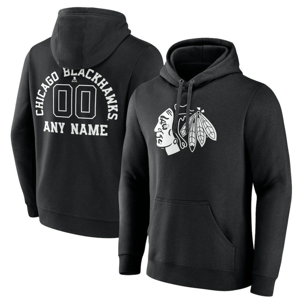 NHL Chicago Blackhawks Personalized Name & Number Monochrome Pullover Hoodie