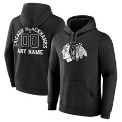 NHL Chicago Blackhawks Personalized Name & Number Monochrome Pullover Hoodie