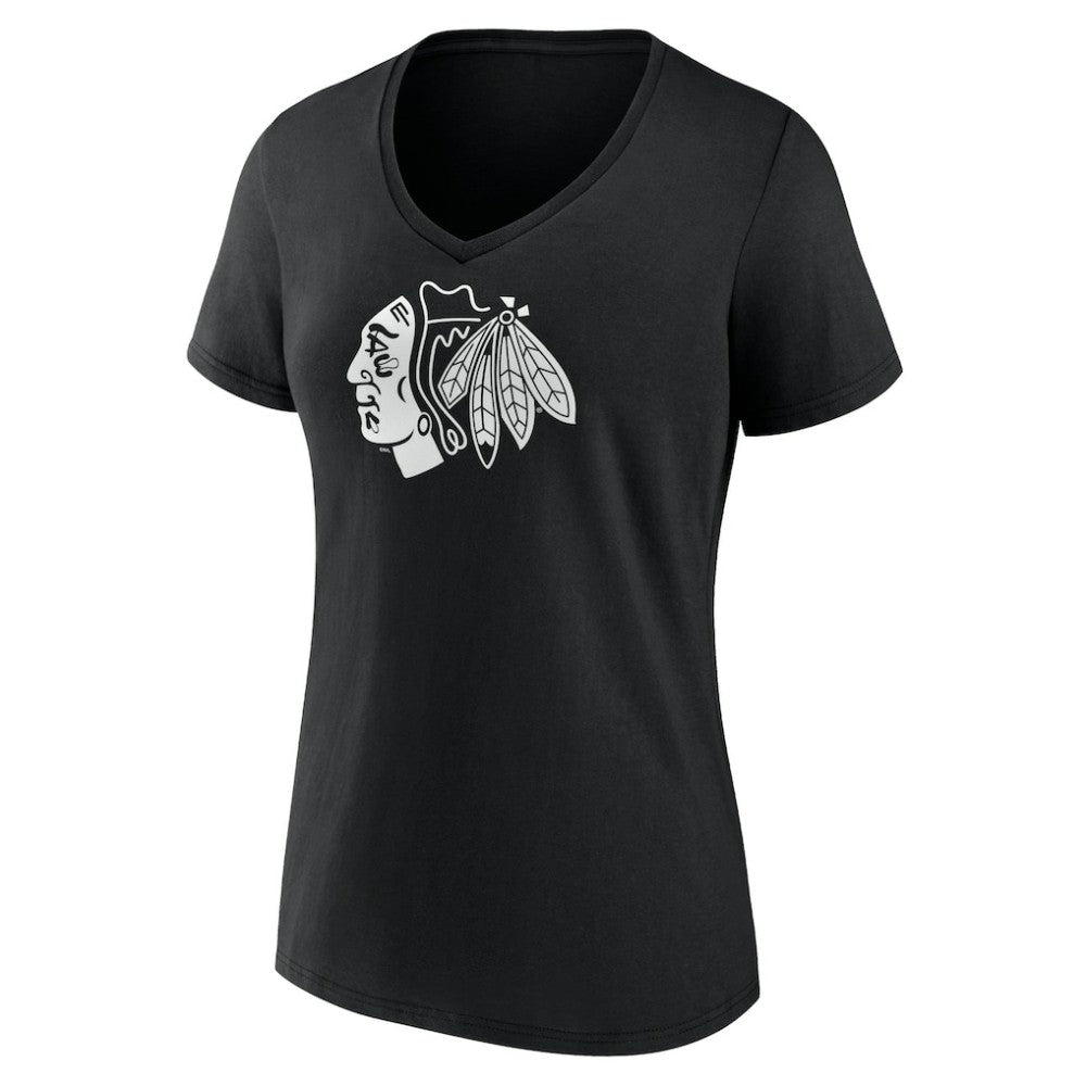 NHL Chicago Blackhawks Women's Personalized Name & Number Monochrome V-Neck T-Shirt