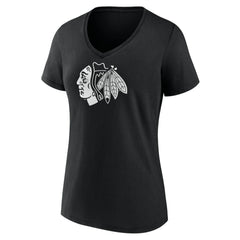 NHL Chicago Blackhawks Women's Personalized Name & Number Monochrome V-Neck T-Shirt
