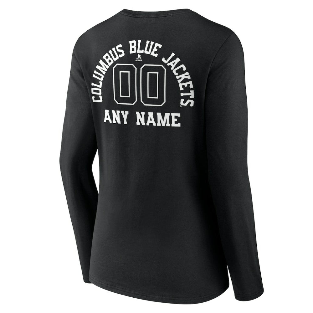 NHL Columbus Blue Jackets Women's Personalized Name & Number Monochrome Long Sleeve V-Neck T-Shirt