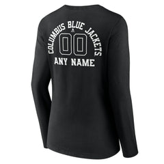 NHL Columbus Blue Jackets Women's Personalized Name & Number Monochrome Long Sleeve V-Neck T-Shirt