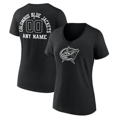 NHL Columbus Blue Jackets Women's Personalized Name & Number Monochrome V-Neck T-Shirt
