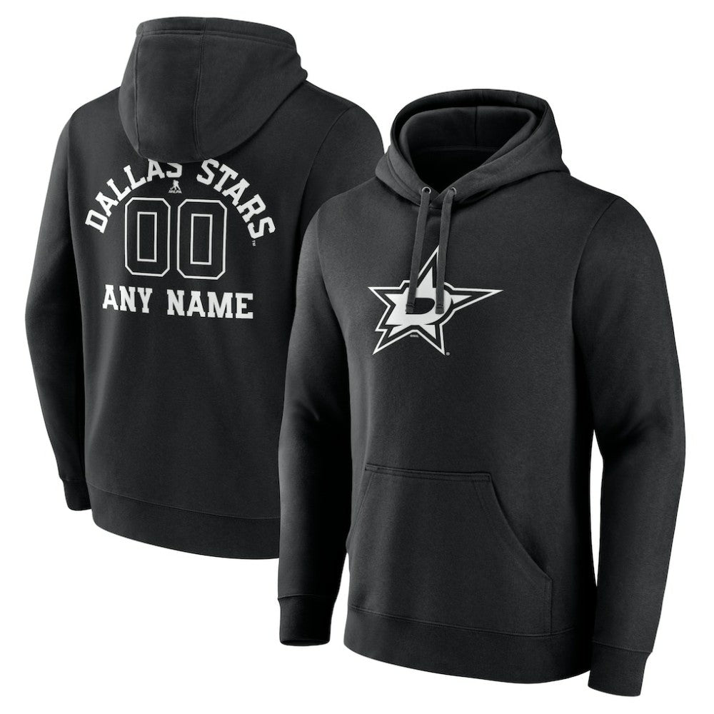 NHL Dallas Stars Personalized Name & Number Monochrome Pullover Hoodie