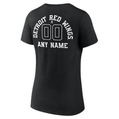 NHL Detroit Red Wings Women's Personalized Name & Number Monochrome V-Neck T-Shirt