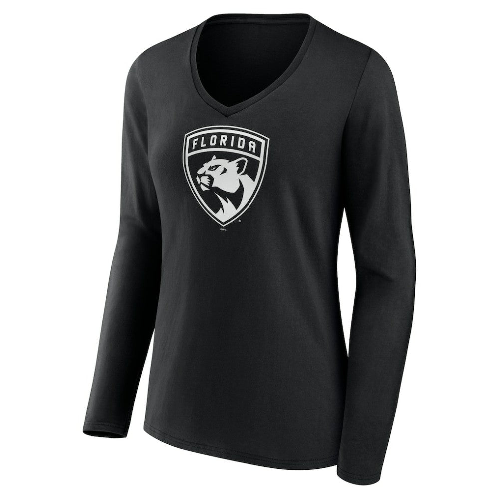 NHL Florida Panthers Women's Personalized Name & Number Monochrome Long Sleeve V-Neck T-Shirt