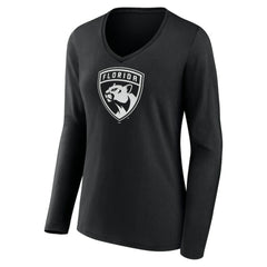 NHL Florida Panthers Women's Personalized Name & Number Monochrome Long Sleeve V-Neck T-Shirt