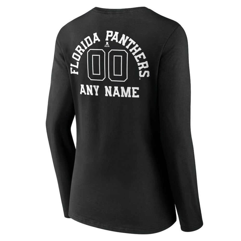 NHL Florida Panthers Women's Personalized Name & Number Monochrome Long Sleeve V-Neck T-Shirt