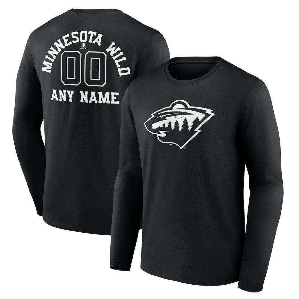 NHL Minnesota Wild Personalized Name & Number Monochrome Long Sleeve T-Shirt