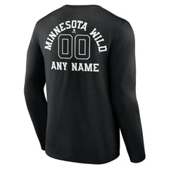 NHL Minnesota Wild Personalized Name & Number Monochrome Long Sleeve T-Shirt