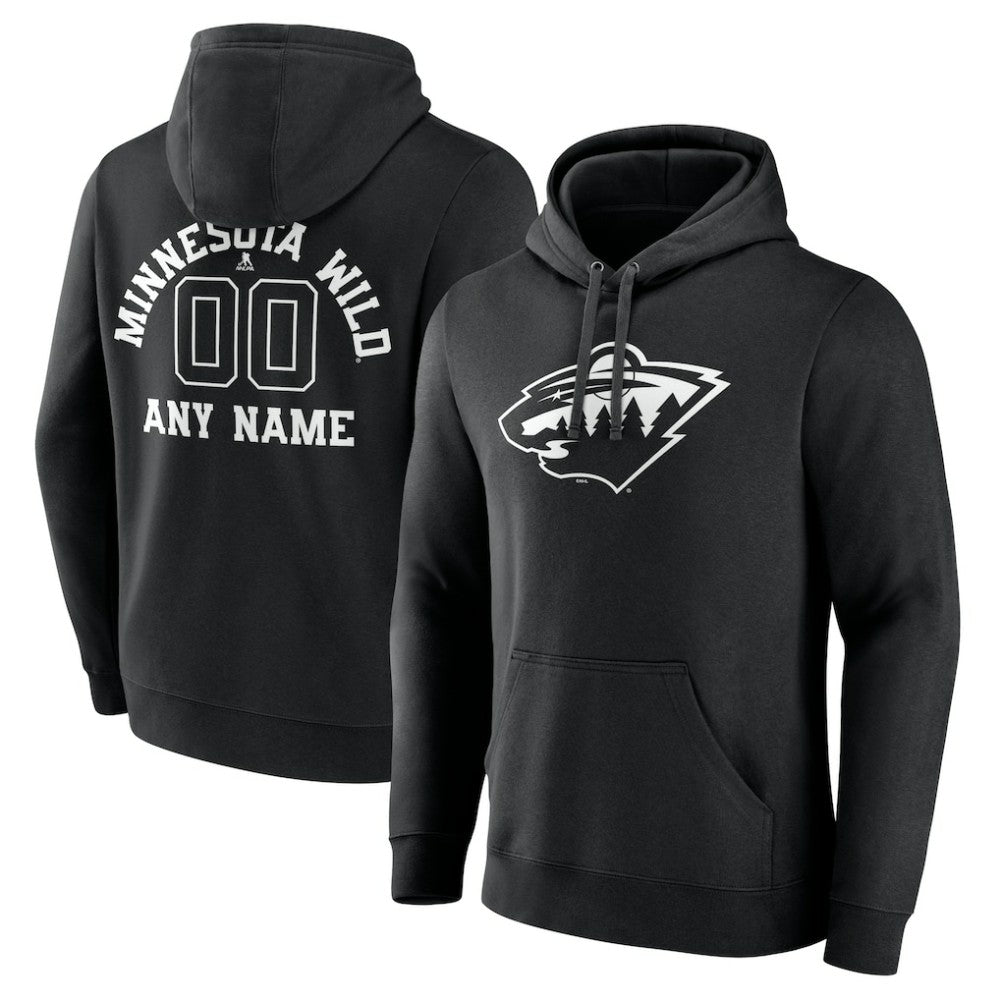 NHL Minnesota Wild Personalized Name & Number Monochrome Pullover Hoodie