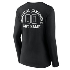 NHL Montreal Canadiens Women's Personalized Name & Number Monochrome Long Sleeve V-Neck T-Shirt