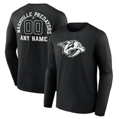 NHL Nashville Predators Personalized Name & Number Monochrome Long Sleeve T-Shirt