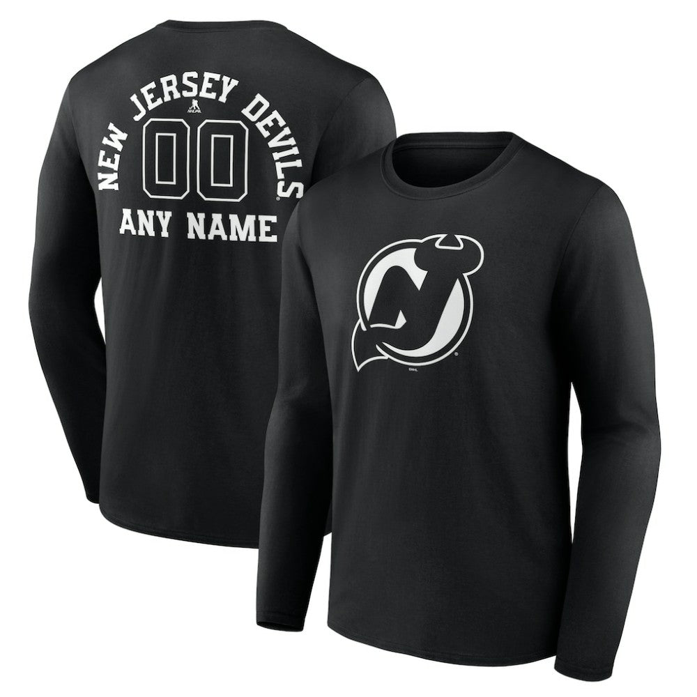 NHL New Jersey Devils Personalized Name & Number Monochrome Long Sleeve T-Shirt
