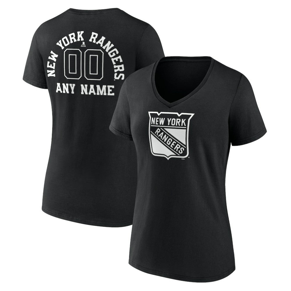 NHL New York Rangers Women's Personalized Name & Number Monochrome V-Neck T-Shirt