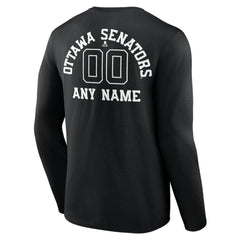 NHL Ottawa Senators Personalized Name & Number Monochrome Long Sleeve T-Shirt