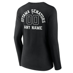 NHL Ottawa Senators Women's Personalized Name & Number Monochrome Long Sleeve V-Neck T-Shirt