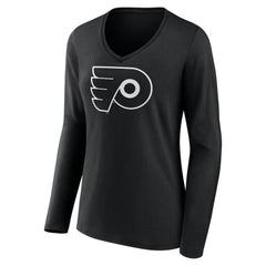 NHL Philadelphia Flyers Women's Personalized Name & Number Monochrome Long Sleeve V-Neck T-Shirt