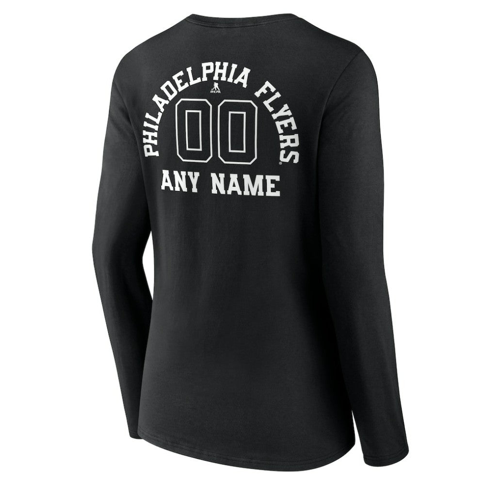 NHL Philadelphia Flyers Women's Personalized Name & Number Monochrome Long Sleeve V-Neck T-Shirt