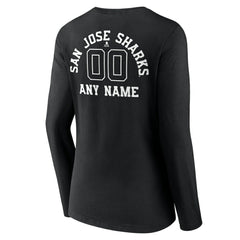 NHL San Jose Sharks Women's Personalized Name & Number Monochrome Long Sleeve V-Neck T-Shirt