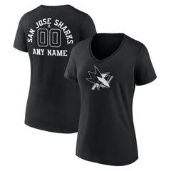 NHL San Jose Sharks Women's Personalized Name & Number Monochrome V-Neck T-Shirt