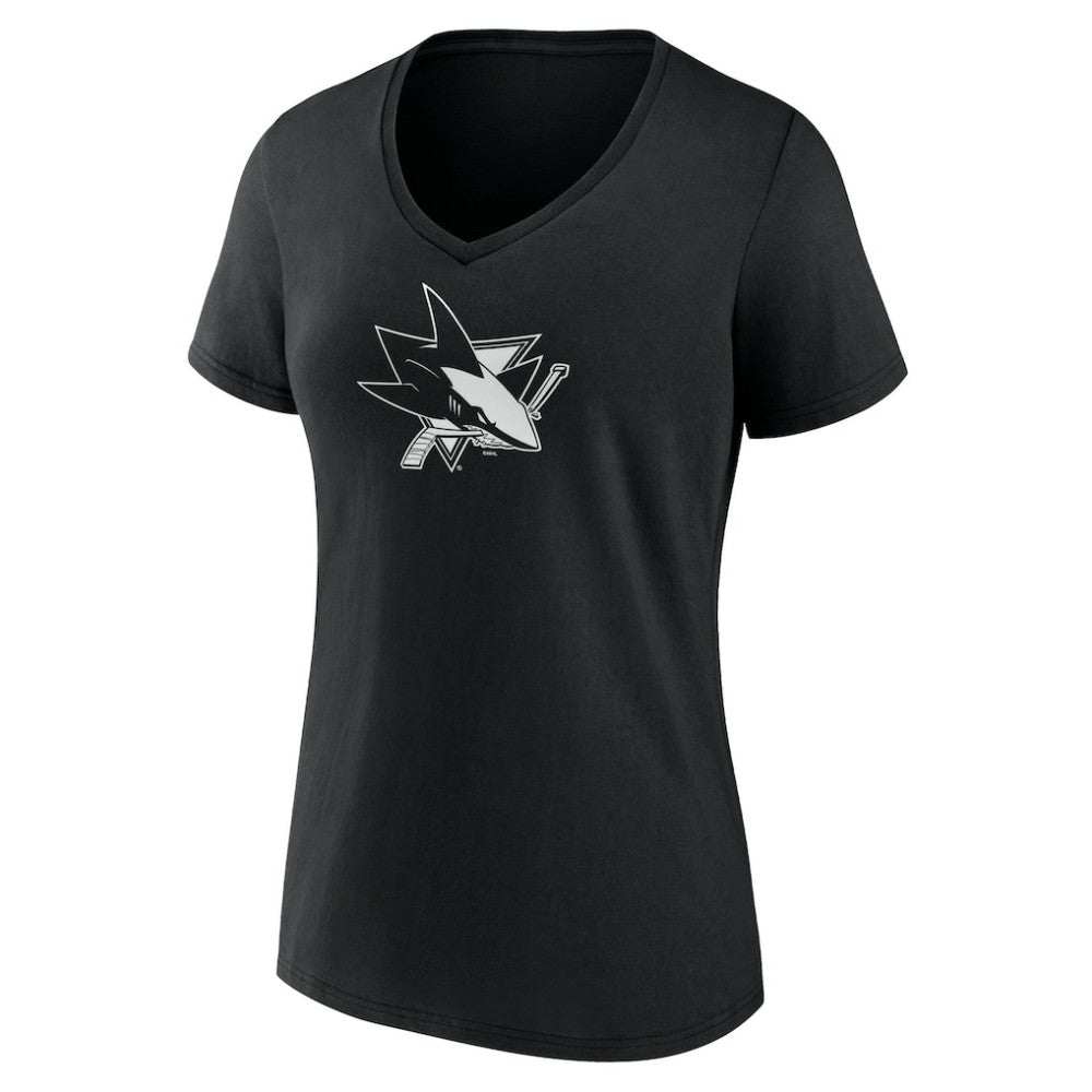 NHL San Jose Sharks Women's Personalized Name & Number Monochrome V-Neck T-Shirt