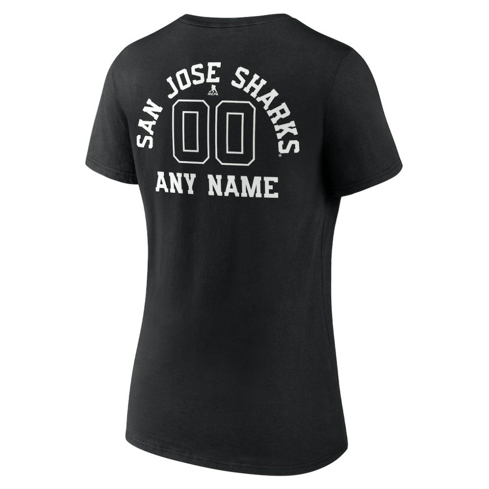 NHL San Jose Sharks Women's Personalized Name & Number Monochrome V-Neck T-Shirt