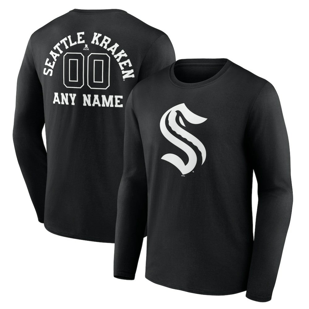 NHL Seattle Kraken Personalized Name & Number Monochrome Long Sleeve T-Shirt