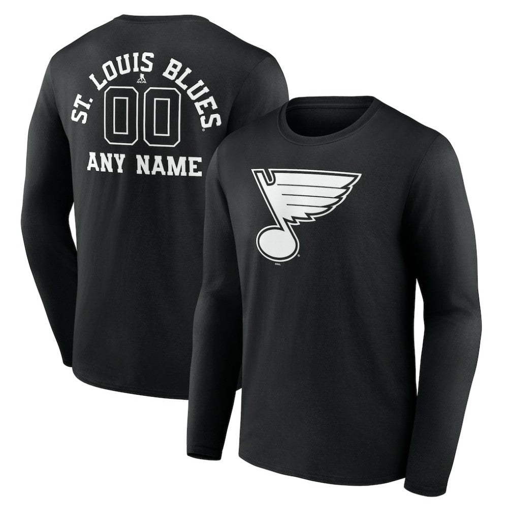 NHL St. Louis Blues Personalized Name & Number Monochrome Long Sleeve T-Shirt