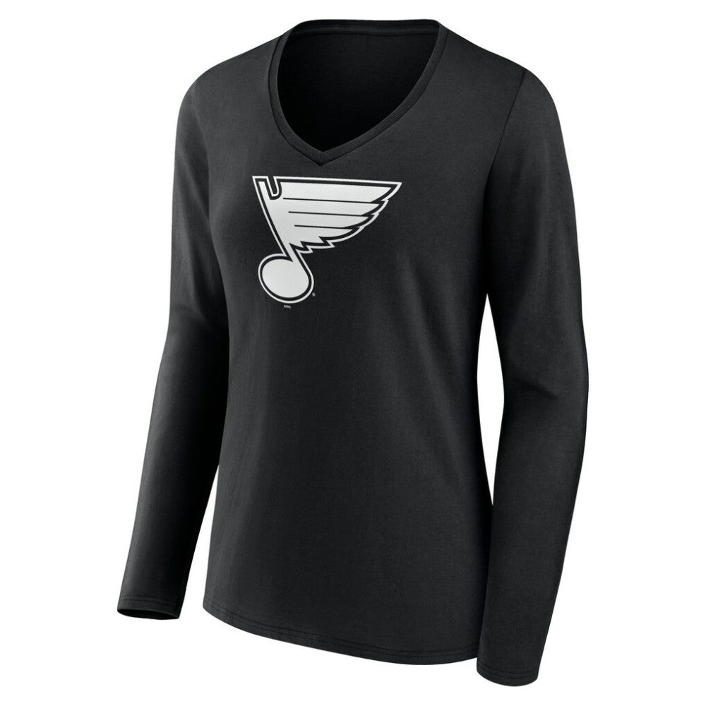 NHL St. Louis Blues Women's Personalized Name & Number Monochrome Long Sleeve V-Neck T-Shirt