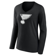 NHL St. Louis Blues Women's Personalized Name & Number Monochrome Long Sleeve V-Neck T-Shirt