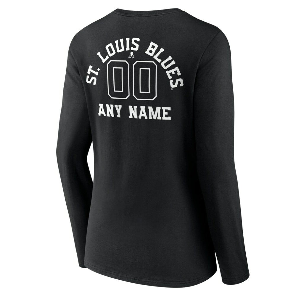 NHL St. Louis Blues Women's Personalized Name & Number Monochrome Long Sleeve V-Neck T-Shirt
