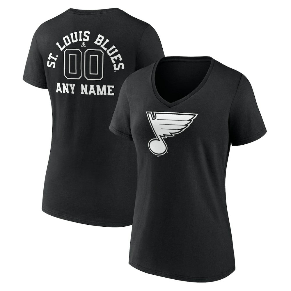 NHL St. Louis Blues Women's Personalized Name & Number Monochrome V-Neck T-Shirt