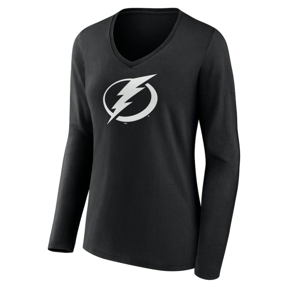 NHL Tampa Bay Lightning Women's Personalized Name & Number Monochrome Long Sleeve V-Neck T-Shirt