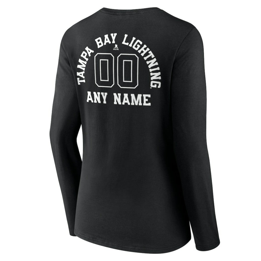 NHL Tampa Bay Lightning Women's Personalized Name & Number Monochrome Long Sleeve V-Neck T-Shirt
