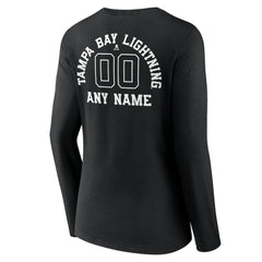 NHL Tampa Bay Lightning Women's Personalized Name & Number Monochrome Long Sleeve V-Neck T-Shirt