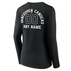 NHL Vancouver Canucks Women's Personalized Name & Number Monochrome Long Sleeve V-Neck T-Shirt