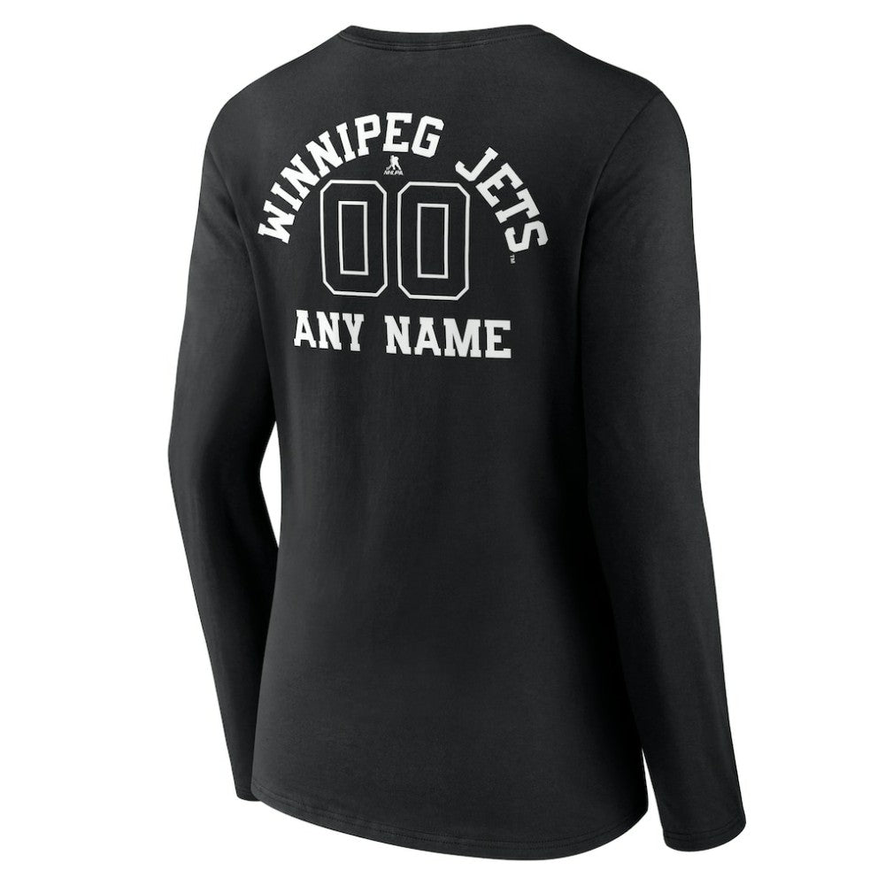 NHL Winnipeg Jets Women's Personalized Name & Number Monochrome Long Sleeve V-Neck T-Shirt