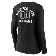 NHL Winnipeg Jets Women's Personalized Name & Number Monochrome Long Sleeve V-Neck T-Shirt