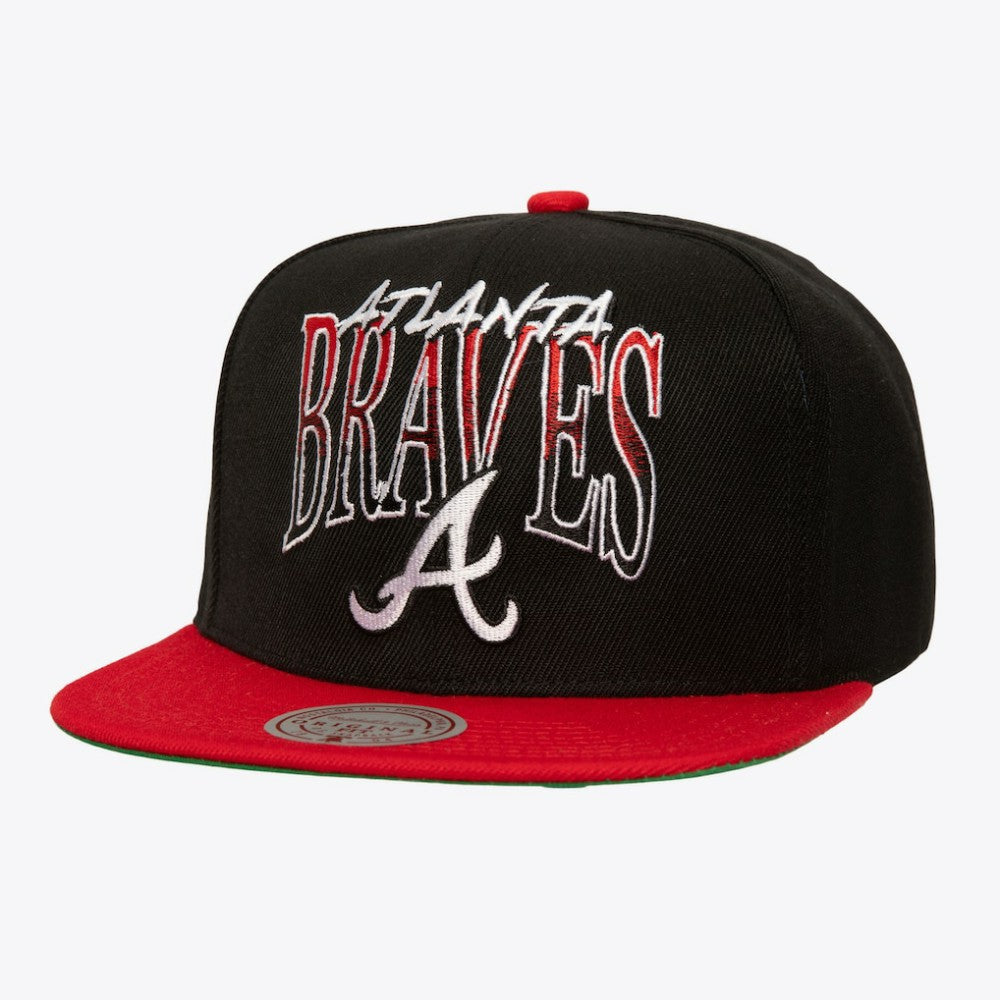 Black Atlanta Braves Mitchell & Ness Rise Up Snapback Hat