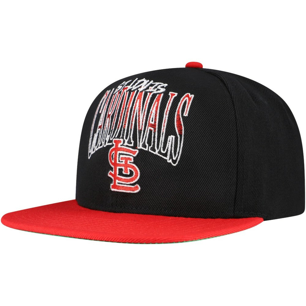 Black St. Louis Cardinals Mitchell & Ness Rise Up Snapback Hat