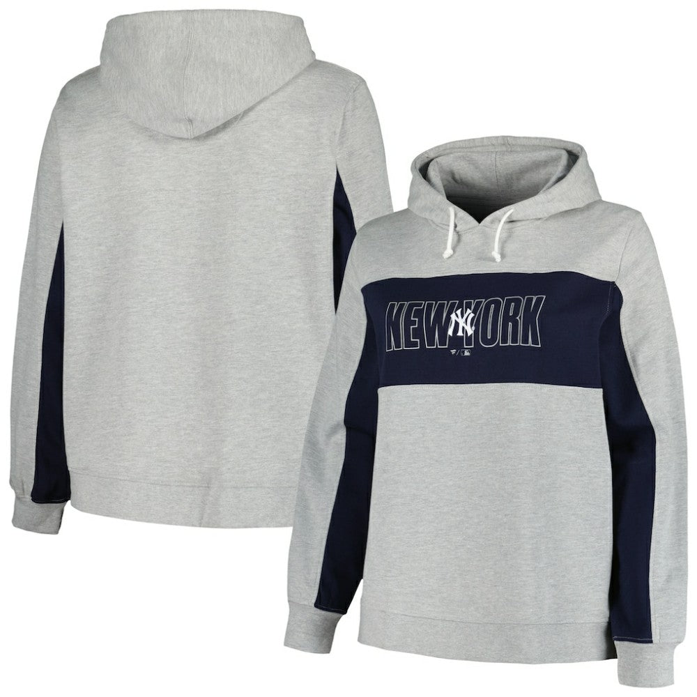 Heather Gray New York Yankees Profile Women's Plus Size Pullover Jersey Hoodie