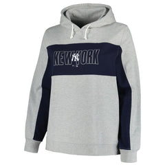 Heather Gray New York Yankees Profile Women's Plus Size Pullover Jersey Hoodie