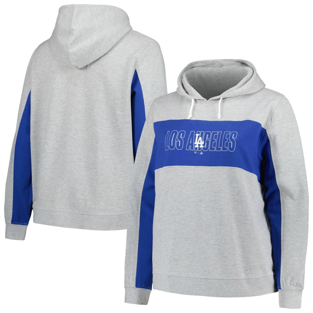 Heather Gray Los Angeles Dodgers Profile Women's Plus Size Pullover Jersey Hoodie