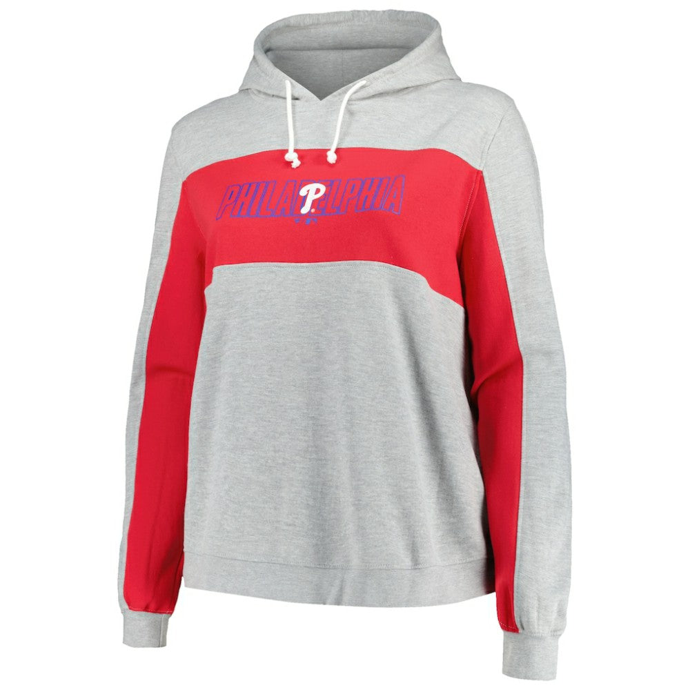 Heather Gray Philadelphia Phillies Profile Women's Plus Size Pullover Jersey Hoodie