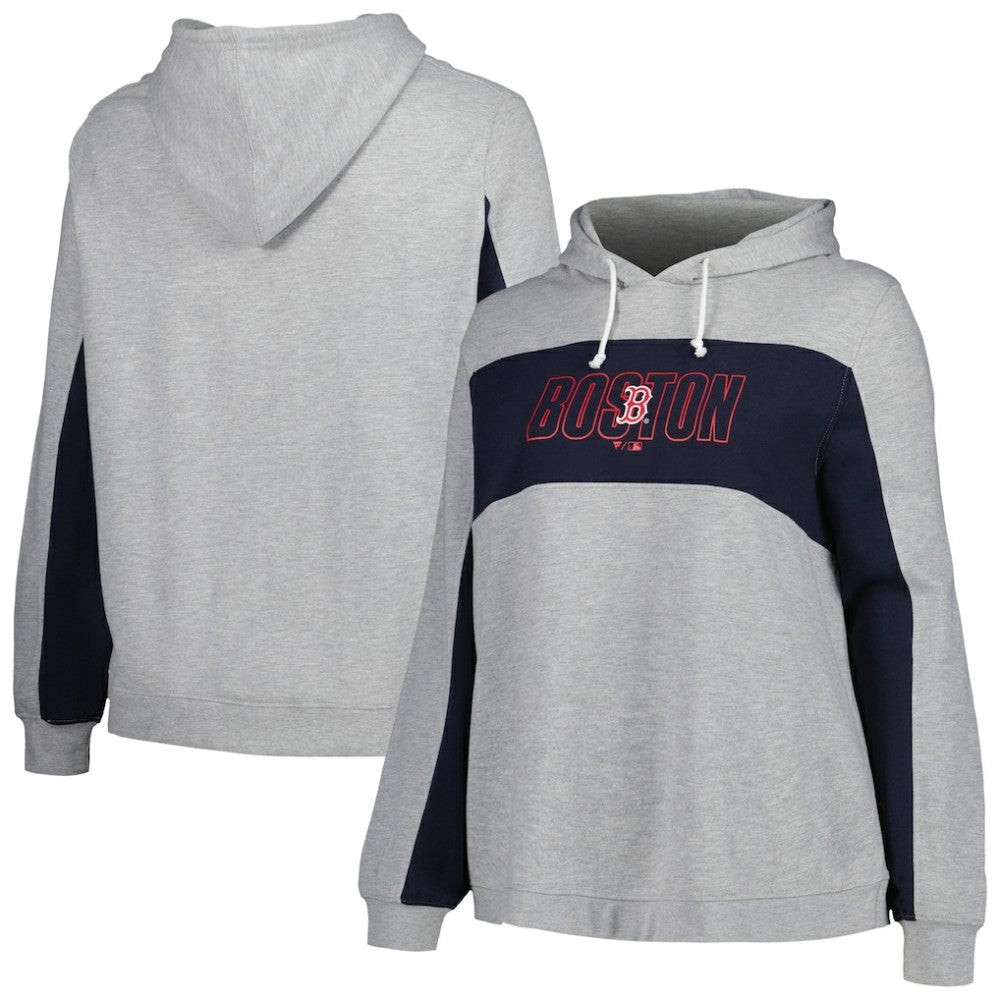 Heather Gray Boston Red Sox Profile Women's Plus Size Pullover Jersey Hoodie